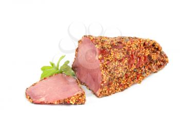 Smoked beef isolated on white background