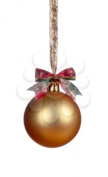 Gold Christmas ball isolated on white background