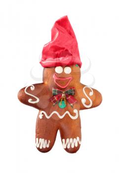 Ginger bread with red cap isolated on white background