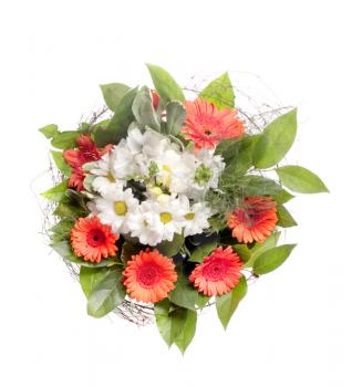 Bouquet of a different flowers isolated on white background