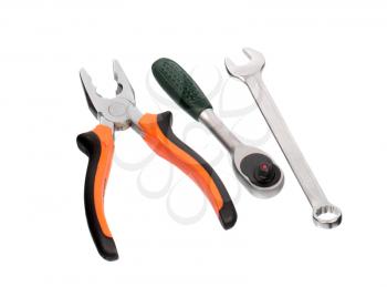 Three hand tools isolated on white background