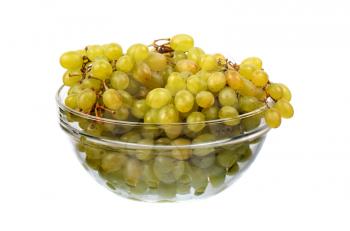  Seedless grapes in glass dish isolated on white background