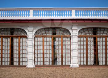 Window gallery in palace Monplaisir.  Peterhof. St. Petersburg. Russia