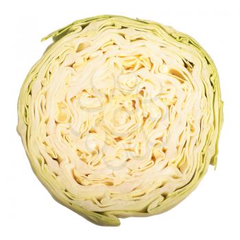 Slice of cabbage head isolated on white background
