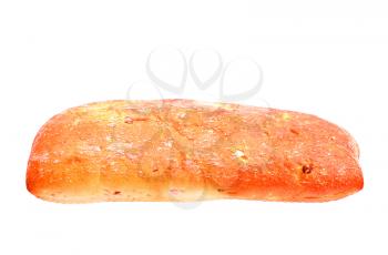 Olive ciabatta bread loaf isolated on white background
