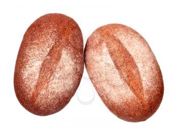 Two rye breads isolated on white background
