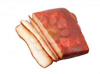 Lard bacon  flavored with pepper isolated on white background