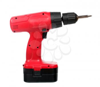 Red cordless screwdriver isolated on white background