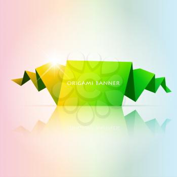 Vector illustration abstract green origami speech bubble