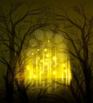 Vector illustration Abstract dramatic night tree. EPS10