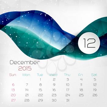 2015 color Calendar. December. Vector illustration.  EPS 10