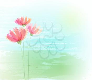 Vector illustration Flower retro grunge background. EPS 10