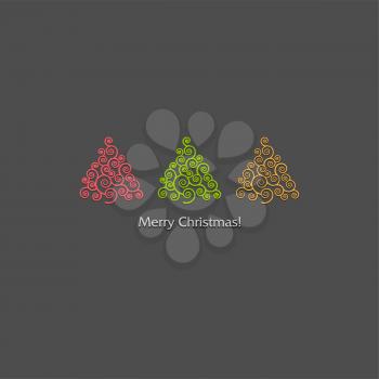 Festive card design with a row of christmas trees