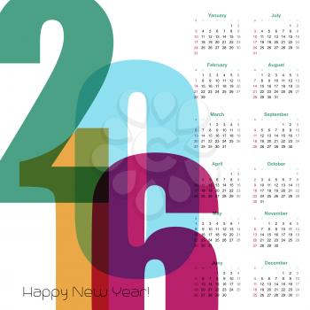 2016 Year Calendar.  Vector illustration.  EPS 10