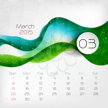2015 color  Calendar. March. Vector illustration.  EPS 10