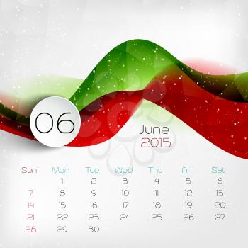 2015 color  Calendar. June. Vector illustration.  EPS 10