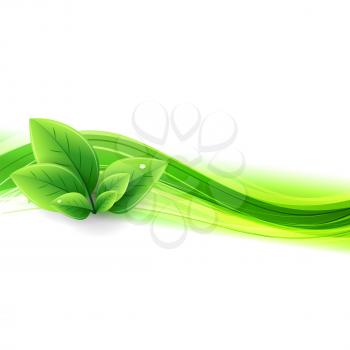 Vector Abstract nature background with green leaves