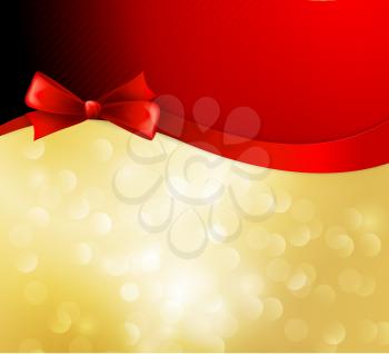 Vector christmas background with ribbon and bow