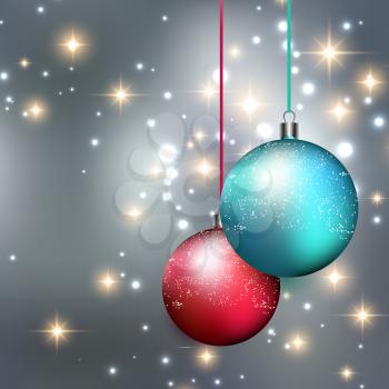 Merry Christmas Bauble greeting card. Vector illustration. EPS 10