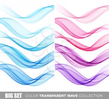 Vector Set of color transparent smoky wave