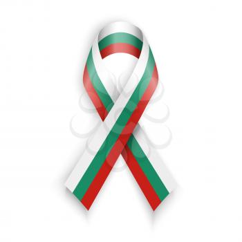 Flag of Bulgaria. Abstract Bulgarian ribbons isolated on white, vector illustration