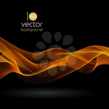 Shiny color smoke waves over dark vector backgrounds