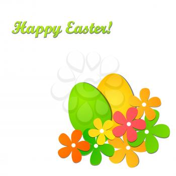 Vector illustration Easter card with eggs and flower