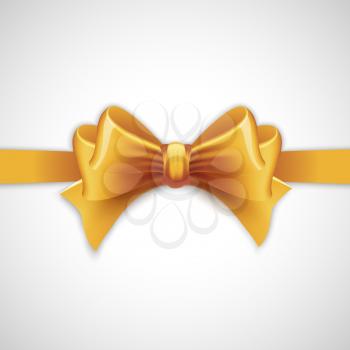 Gold holiday ribbon with bow Vector illustration