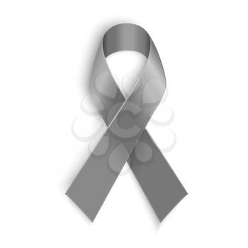 Grey ribbon as symbol of borderline personality disorder, diabetes, asthma and brain cancer awareness