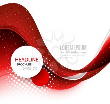 Vector Abstract red curved lines background. Template brochure design