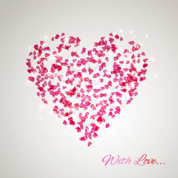 Vector illustration Heart from the gentle rose petals