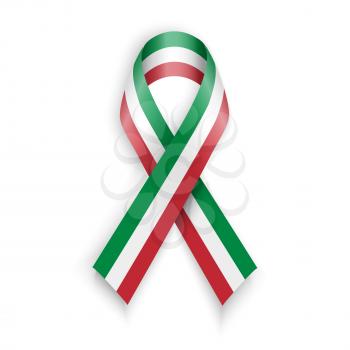 Flag of Italy. Abstract italian ribbons isolated on white, vector illustration