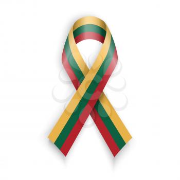 Lithuania Flag.  Abstract lithuanian ribbons isolated on white, vector illustration