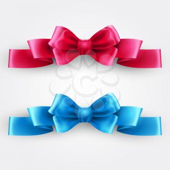 Blue and pink holiday ribbon. Vector illustration