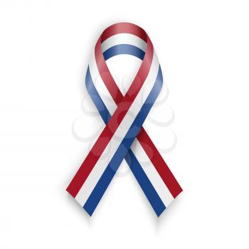 Vector of Netherlands Flag. Patriotic ribbon. Blue and red