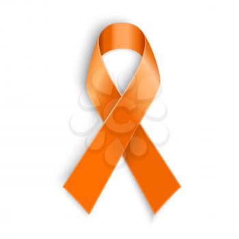 Vector Orange ribbon as symbol of Animal Abuse, leukemia awareness, kidney cancer association, multiple sclerosis 