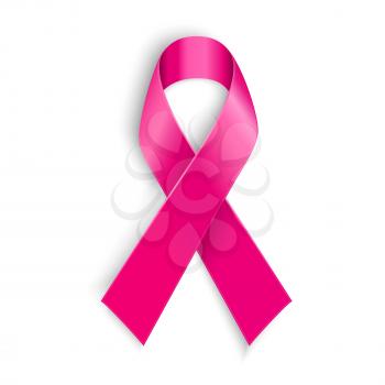 Vector Breast cancer awareness pink ribbon isolated on white background.