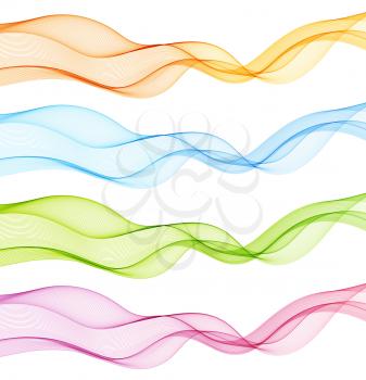 Abstract motion smooth color wave vector. Set of Curve green, blue  and yellow  lines 