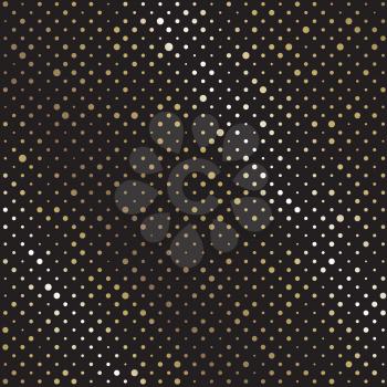 Vector Abstract black background with golden circle. Polka dot pattern