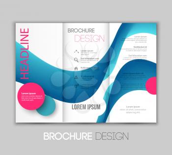 Vector illustration template leaflet design with blue color lines