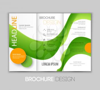 Vector illustration template leaflet design with green color lines