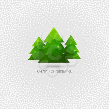 Christmas tree greeting card. Vector polygonal design