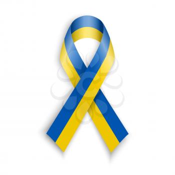 Yellow blue colors of the national flag of Ukraine. Support or patriotic ukranian ribbon 