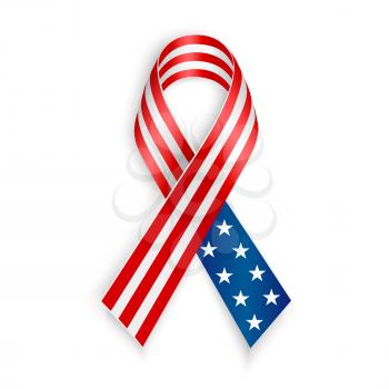 American Flag Ribbon. Patriotic, support symbol. Independence and memorial Day