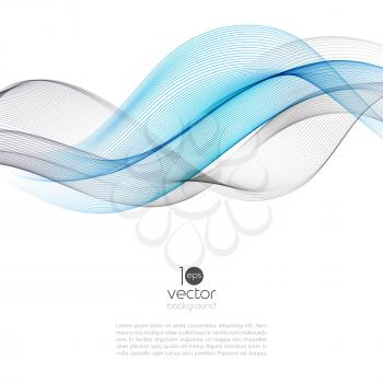 Abstract motion smooth color wave vector. Curve blue lines 