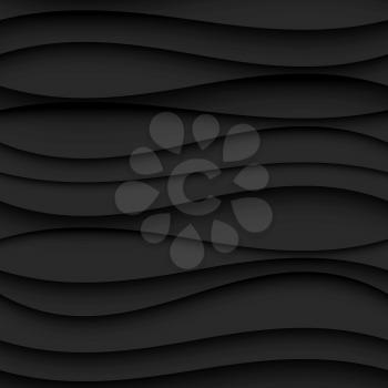 Seamless Wave Pattern. Curved Shapes Background. Regular Black wave Texture