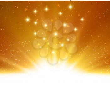 Vector illustration Abstract magic gold light background