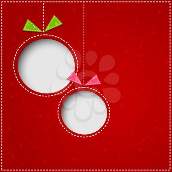 Abstract red Christmas balls cutted from paper on red background. Vector eps10 illustration