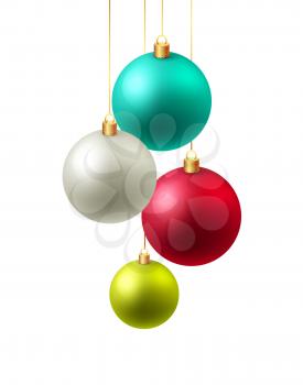 Christmas card with baubles. Christmas tree decoration. Vector illustration.