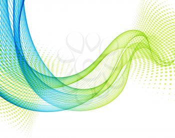 Abstract vector background with blue and green smooth color wave. Blue wavy lines